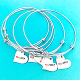 Snarky or Sweet Love Yourself or Go Fuck Yourself Rainbow Handstamped Bangle Charm Bracelet - Lasting Impressions CT