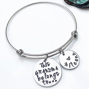 Personalized Bracelet for Grandma-Hand Stamped Mother's Day Gift for Grandma - Lasting Impressions CT