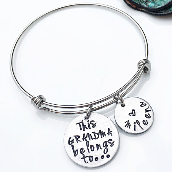 Personalized Bracelet for Grandma-Hand Stamped Mother's Day Gift for Grandma - Lasting Impressions CT