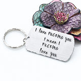 I Love Fucking You - Funny Husband or Boyfriend Hand Stamped Keychain Gift-Valentine's Day Gift for Husband - Lasting Impressions CT