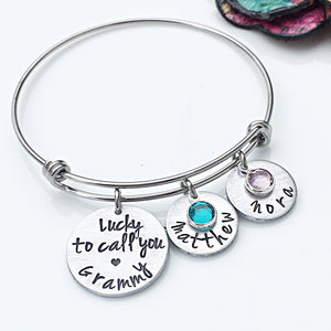 Personalized Grammy Bracelet-Grandmother Gift-Mother's Day Bracelet for Nana - Lasting Impressions CT
