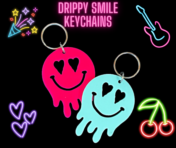Wholesale | 10 | Drippy Smile Face Keychains - Acrylic