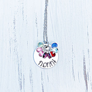 Wholesale | 1 pc | Custom stamped name necklace with birthstones