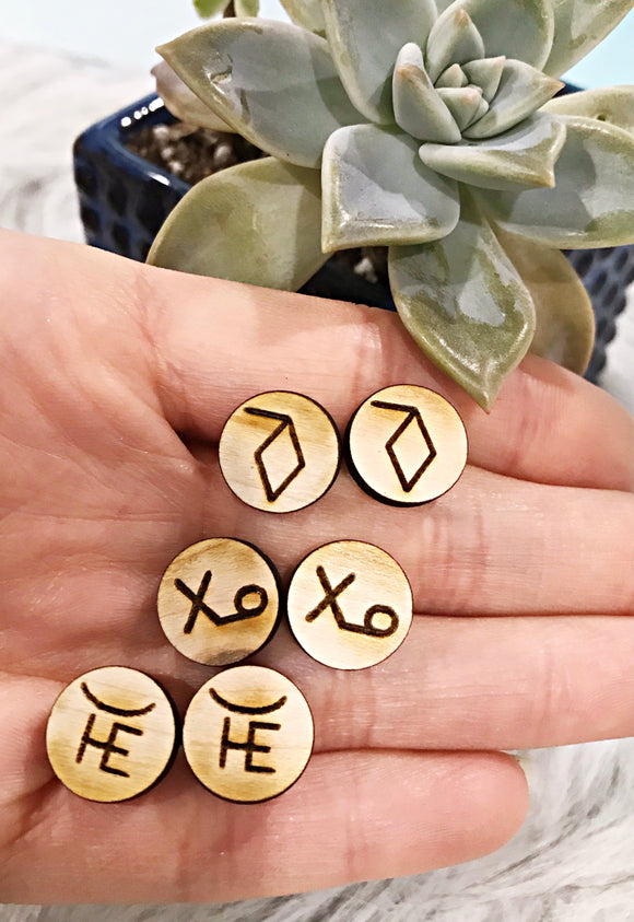 Wholesale | 10 pair | Cattle Brand Wood Earring Studs