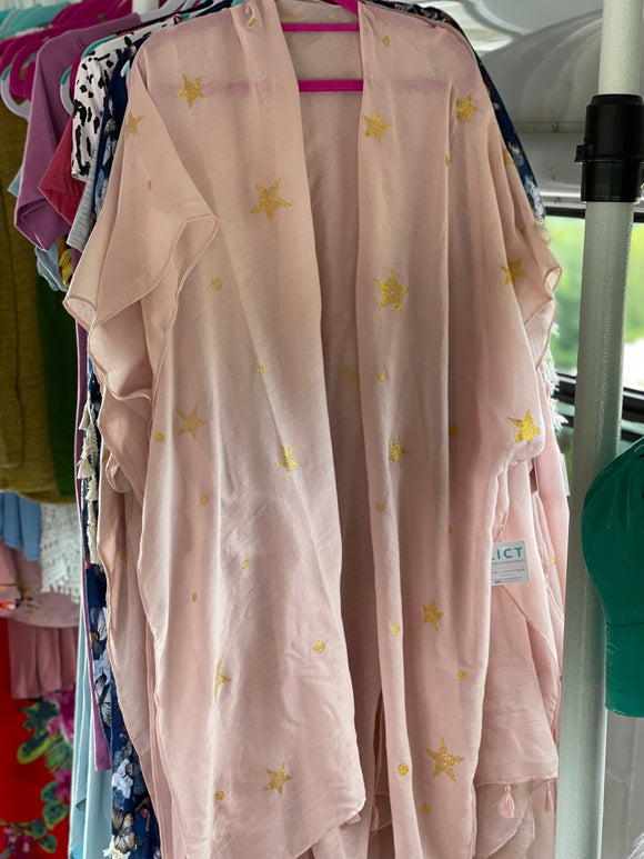 Pink and gold star kimono - one size