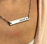 Hand stamped custom bar necklace with name and birthstone - Lasting Impressions CT