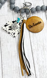 Wholesale | 10 | cow tassel keychain with engraved disk