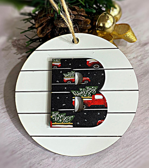 Wholesale | Initial Letter 3D Christmas Tree Shiplap Ornament