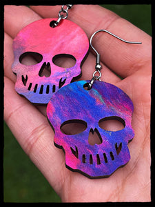 Wholesale | 1 pc | Skull Rainbow Wood Earrings