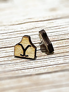 Wholesale | 10 pair  | Yellowstone Cow Tag Stud Earrings