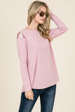 Solid Long Sleeve Jersey With Sequin Shoulder Detail - Lasting Impressions CT