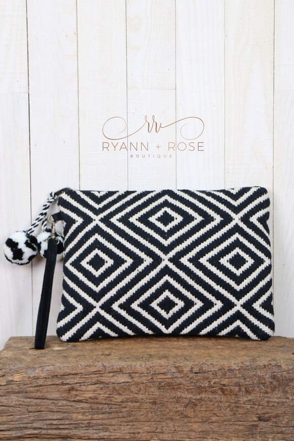 Hand Loomed, Diamond Patterned Jacquard Clutch - Lasting Impressions CT