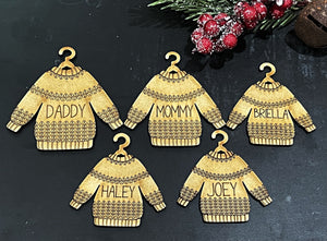 Wholesale | 1 pc | Wood Sweater Name Ornaments