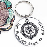 Long Distance Friendship Gift-Hand Stamped Long Distance Best Friend Keychain - Lasting Impressions CT