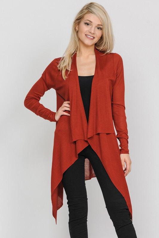 Draped Collar Open Front Sweater Cardigan - Lasting Impressions CT