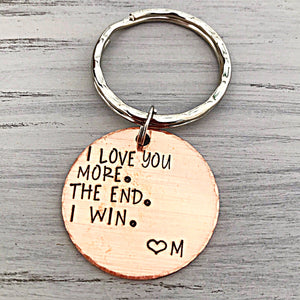 I Love You More Copper 7 Year Anniversary Keychain