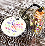 Leave A Little Sparkle Wherever You Go - Glitter Bottle Keychain Rear View Mirror or Locker Accessory Magnet - Lasting Impressions CT