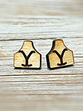 Wholesale | 10 pair  | Yellowstone Cow Tag Stud Earrings