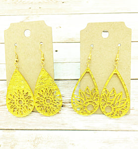 Yellow acrylic sparkle earrings