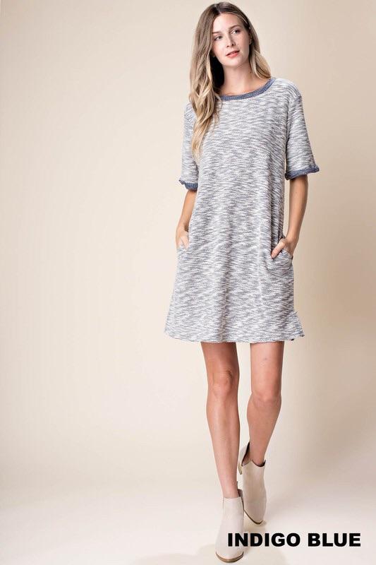 Mixture Yarn Textile Dress with Side Pocket - Lasting Impressions CT