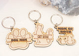 Wholesale | 1 pc | Wood Keychain - Dog Mom, Cat Mom, or Mom of Both