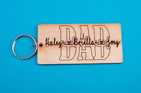 Wholesale | 1 pc | DAD offset name wood keychain