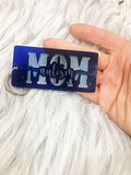 Blue Acrylic Autism Mom Keychain