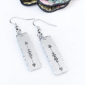 Hand Stamped Arrow Earrings, Custom Earrings, Handmade Earrings - Lasting Impressions CT