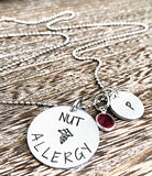 Nut Allergy Kids Necklace - Allergy Necklace for Children - Custom Allergy Jewelry - Lasting Impressions CT