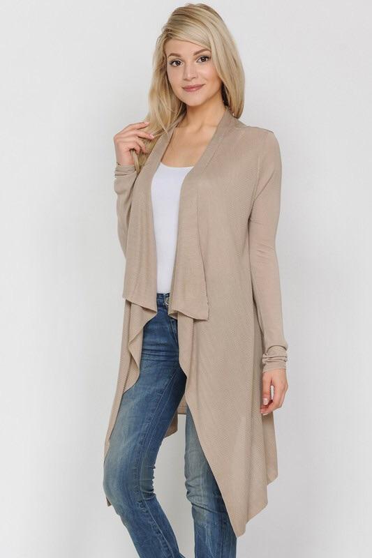 Draped Collar Open Front Sweater Cardigan - Lasting Impressions CT