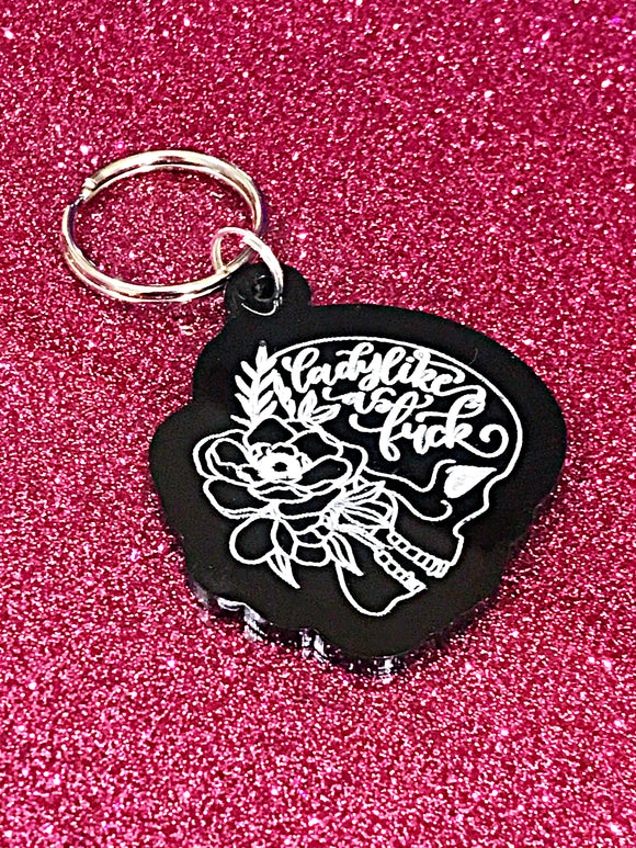 Wholesale | 1 pc | Black Acrylic Skull Keychain - Ladylike as Fuck