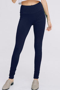 High Waisted Solid Moto Leggings - Lasting Impressions CT