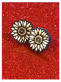Wholesale | 10 pairs | birch wood sunflower stud earrings