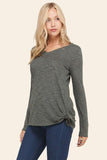 Long Sleeve Knit V-Neck With Side Tie - Lasting Impressions CT