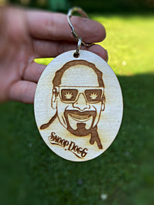 Snoop dogg wood laser engraved keychain