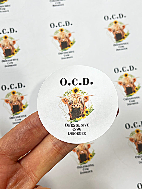 Wholesale | 1 sheet | OCD cow stickers