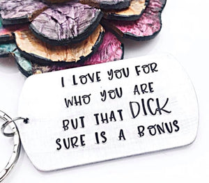 Dick Keychain for Husband Birthday Gifts - Your Dick is a Bonus - Valentines Day Gift - Lasting Impressions CT