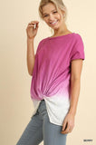 Short Sleeve Ombré Top With Front Tie - Lasting Impressions CT
