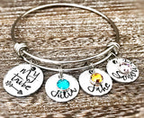 My Tribe Custom Bangle Bracelet for Mom, Kid's Name Bracelet, Birthstone Bangle, Gifts for Mom - Lasting Impressions CT