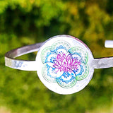 Mandala Silver Adjustable Skinny Cuff Bracelet - Lasting Impressions CT