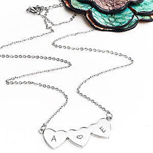 Stainless Steel Three Hearts Connected Mother's Necklace - Lasting Impressions CT