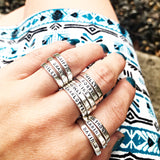 Sterling Silver Stacking Ring with Beaded Spacer Option - Mother's Name Rings - Lasting Impressions CT