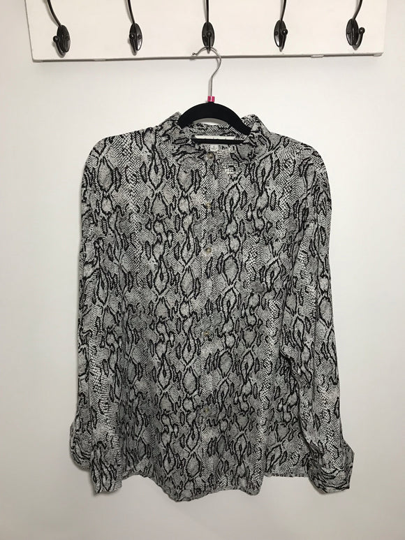 Snakeskin Print Long Sleeve Button Down Top - Lasting Impressions CT