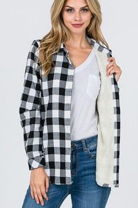 Long Sleeve Cozy Fur Lined Plaid Button Down Shirt - Lasting Impressions CT