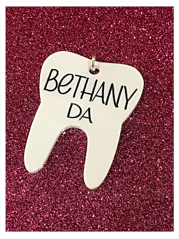 Wholesale | 1 pc | White Acrylic Tooth Keychain