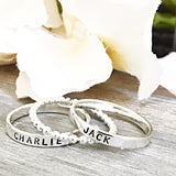 Sterling Silver Stacking Ring with Beaded Spacer Option - Mother's Name Rings - Lasting Impressions CT