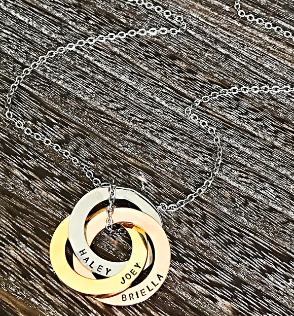 Rose gold, Gold, and Silver Stainless Steel Entwined Circle Necklace - Lasting Impressions CT