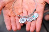 My Tribe Custom Bangle Bracelet for Mom, Kid's Name Bracelet, Birthstone Bangle, Gifts for Mom - Lasting Impressions CT