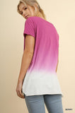 Short Sleeve Ombré Top With Front Tie - Lasting Impressions CT