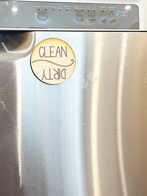 Clean dirty wood dishwasher magnet